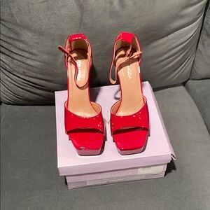 Top Moda Women's Red High Heel Sandals $15